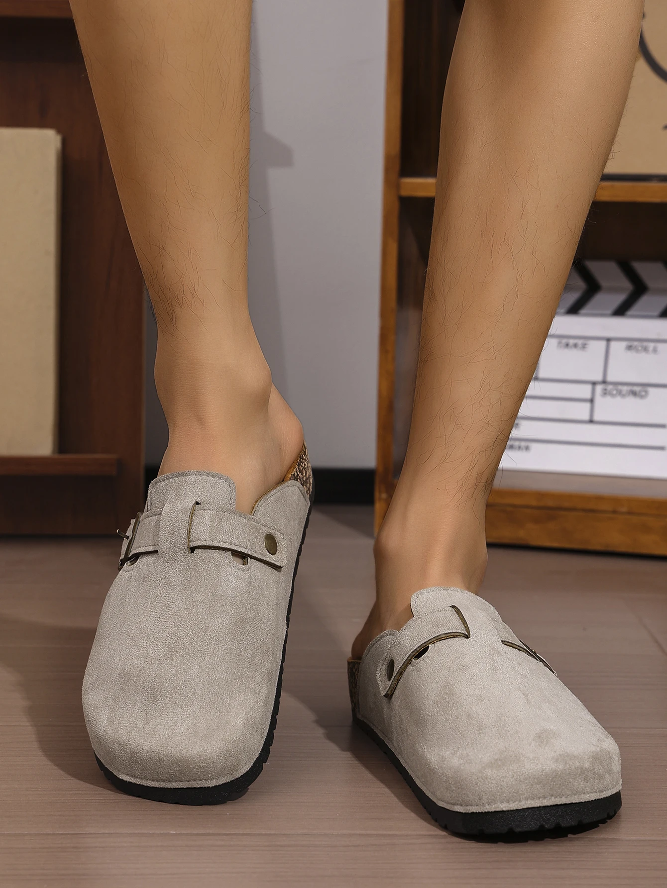 ربيع جديد خمر الانزلاق على المتسكعون عارضة مع بو العلوي، مغلق اصبع القدم نصف النعال، النعال المسطحة مع مشبك قابل للتعديل #4