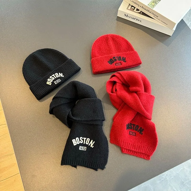 مجموعة قبعات وأوشحة للأطفال ، قبعة محبوكة ، حماية للأذن ، غاز أجنبي ، أطفال متوسطي وكبير ، نسخة كورية ، جديدة