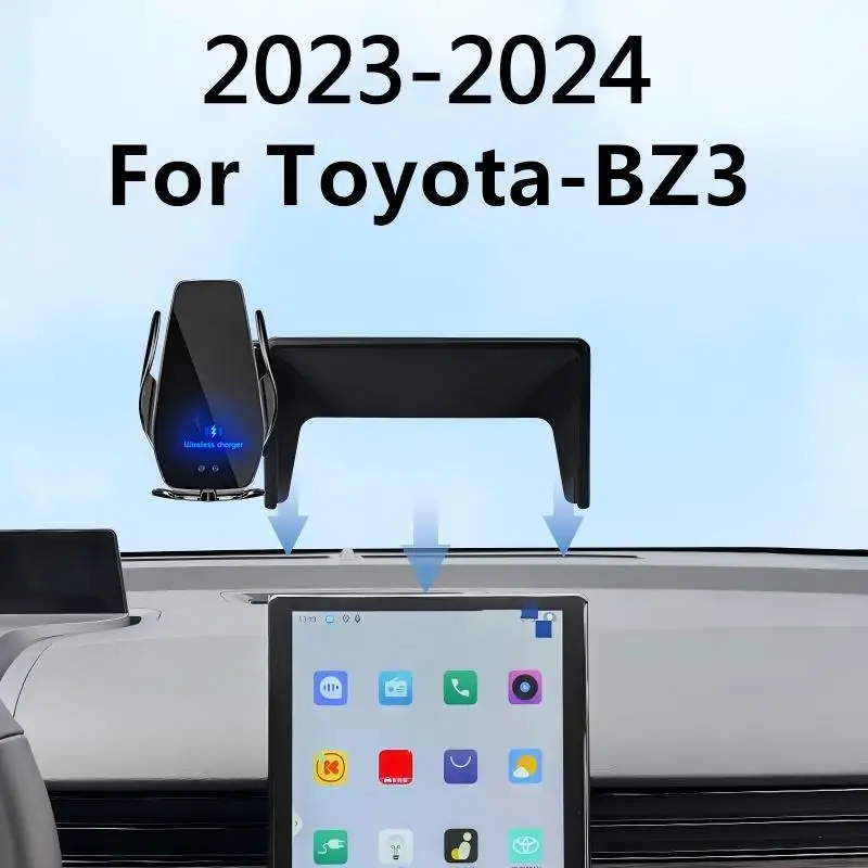 

Держатель для телефона с беспроводной зарядкой и навигацией для Toyota BZ3 2023 года, 12,3 дюйма, для модификации интерьера
