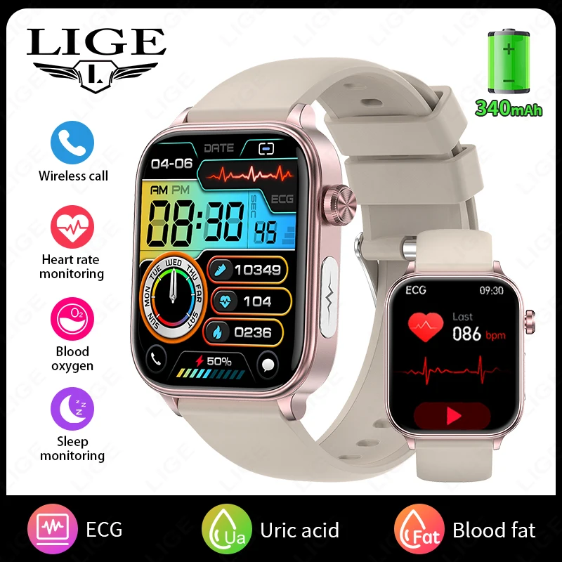 2025 New ECG+PPG Smart Watch Women Heart Rate Blood Lipid Uric Acid Women Menstrual Health Tracker Smartwatches For Android iOS