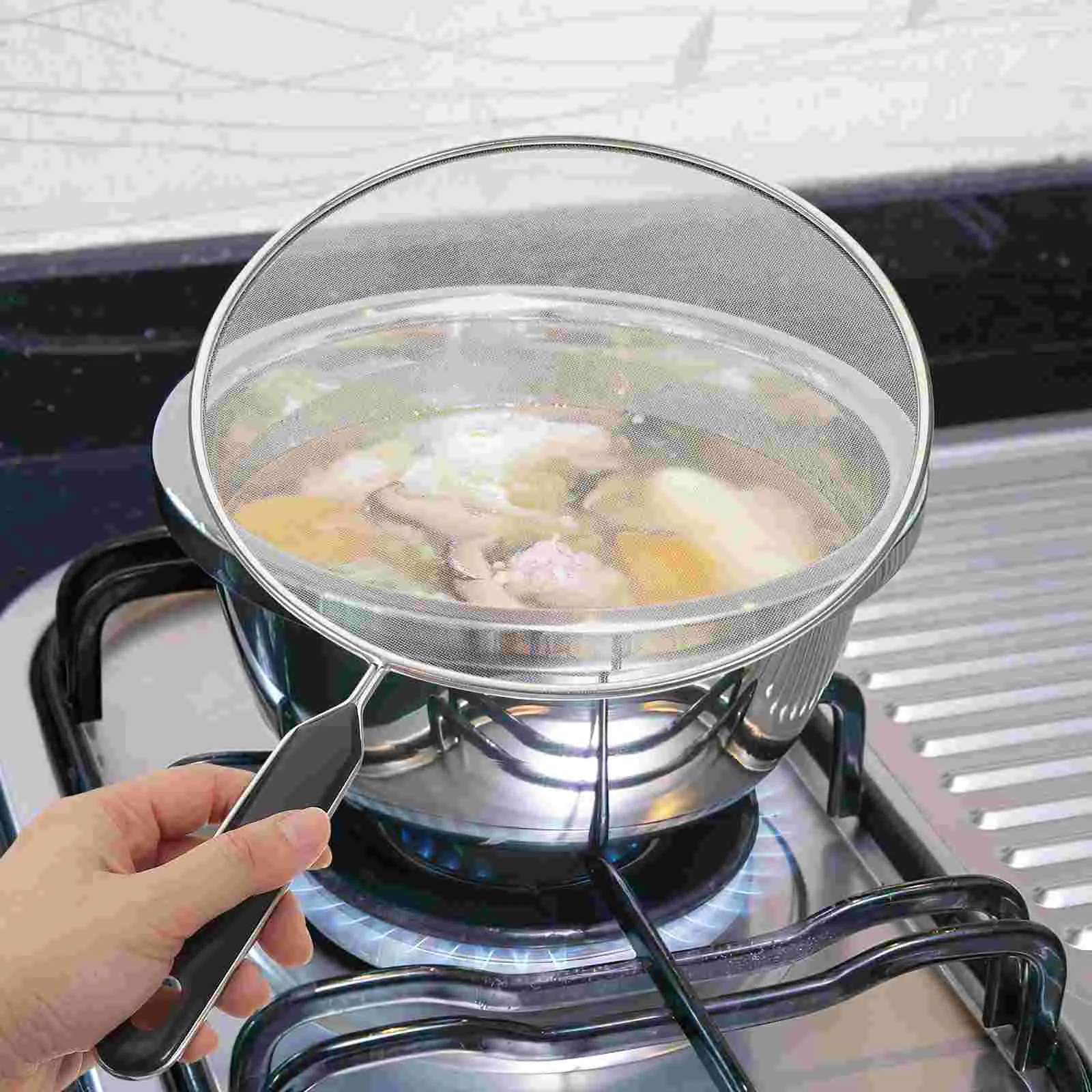

Fry Wall Splash Guard Oil Net Splatter Shield Stainless Steel Frying Pan Lid Griddle