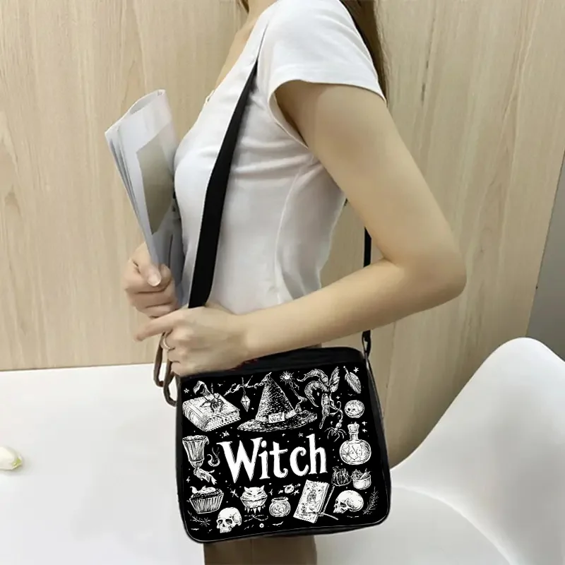 

1pc Karrzory Witch-Themed Crossbody Bag for Women, Steam Punk Style, Adjustable Shoulder Strap, Polyester for Halloween