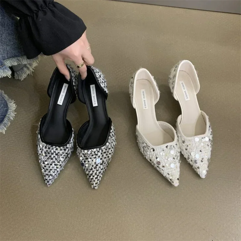 

Women Bling High Heels Shoes Summer Sexy Dress Shoes New Designer Female Pointed Toe Sandals Elegant Pumps Zapatos Mujer