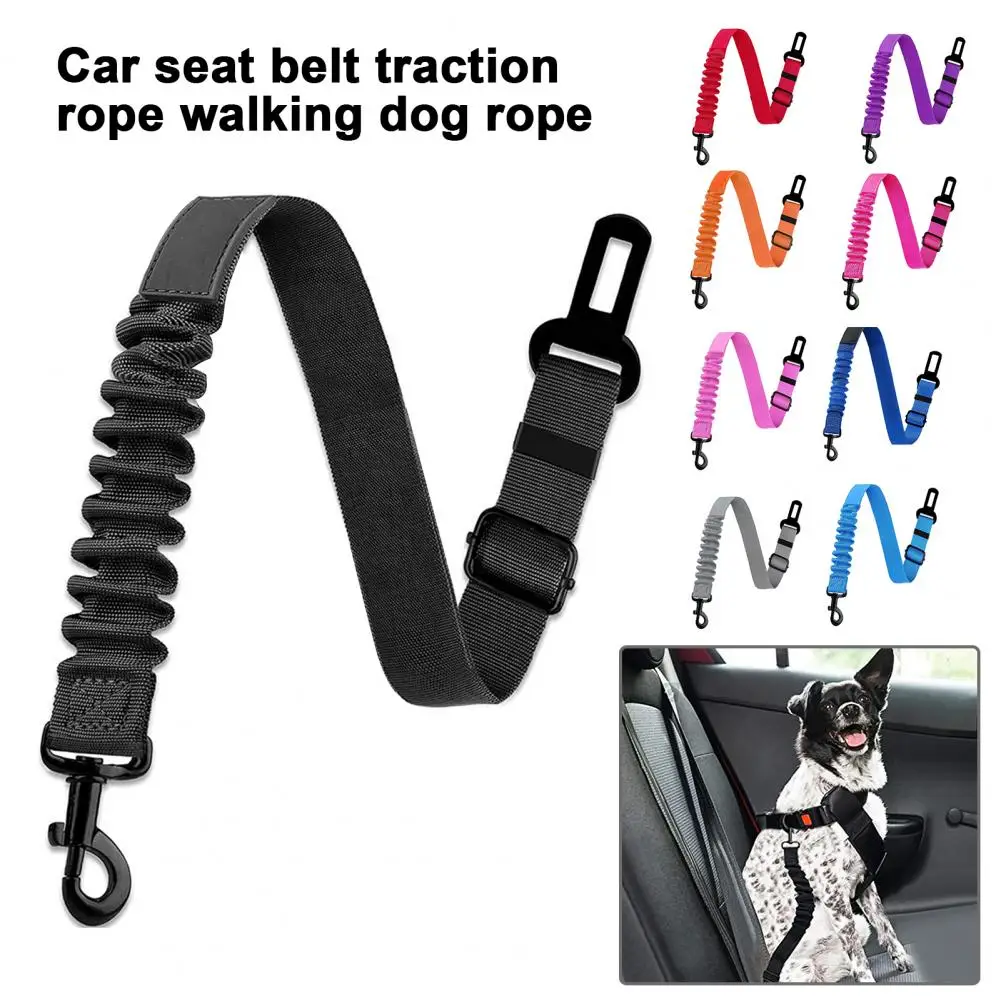 Dog Seat Belt Adjustable Dog Car Harness Retractable Restraint Seatbelt Leash Nylon Pet Safety Seat Belt Elastic Bungee Buffer