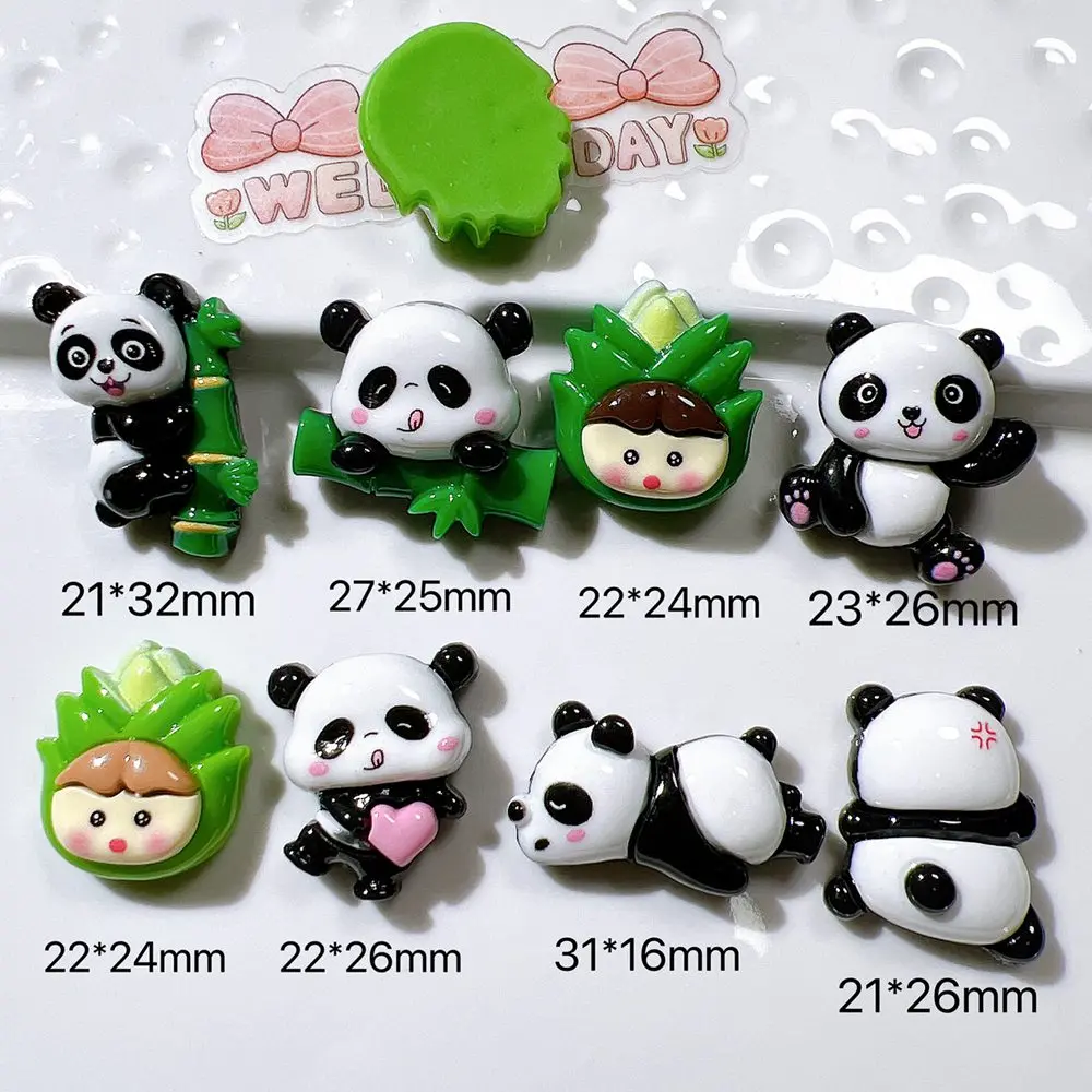 10Pcs New Cute Colorful Cartoon Panda Collection, Flat Back Ornament, Jewelry Bows Accessories