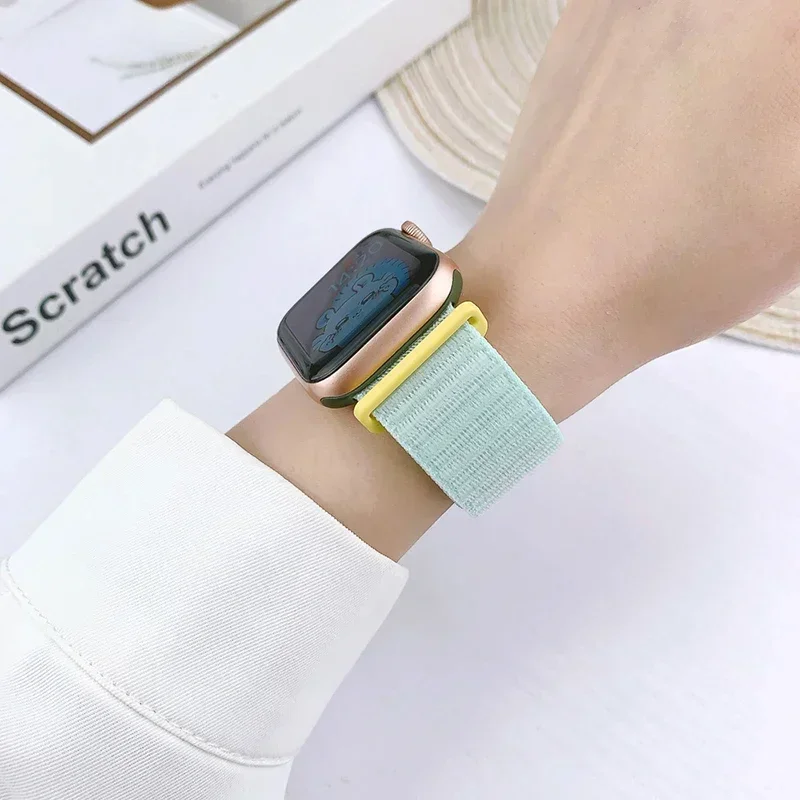 حلقة النايلون لساعة أبل حزام 45 مللي متر 44 مللي متر 49 مللي متر 46 مللي متر 41 مللي متر 40 مللي متر 38 مللي متر 42 مللي متر Correa سوار iWatch سلسلة 6 Se 7 8 9 10 Ultra2 الفرقة