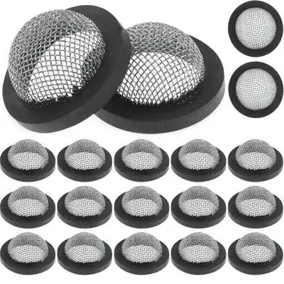 Rondelle de tuyau d'arrosage, écran en fil d'acier, caoutchouc Durable antirouille, 34 pouces, filtre de tuyau, joint de crépine, filtre à eau, 20 pièces
