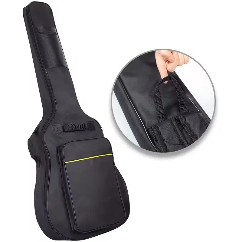 Zip closure Travel-friendly polyester guitar High quality black nylon cotton leather instrument bag