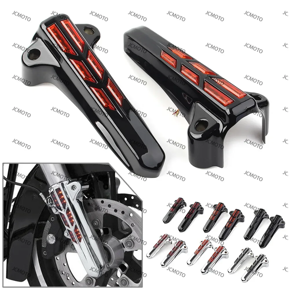 

ABS для Harley FLHR FLHTK FLHX 2014-2020 Touring Electra Glide Road King мотоцикл передняя нижняя вилка крышки ног светодиодный дымчатый свет