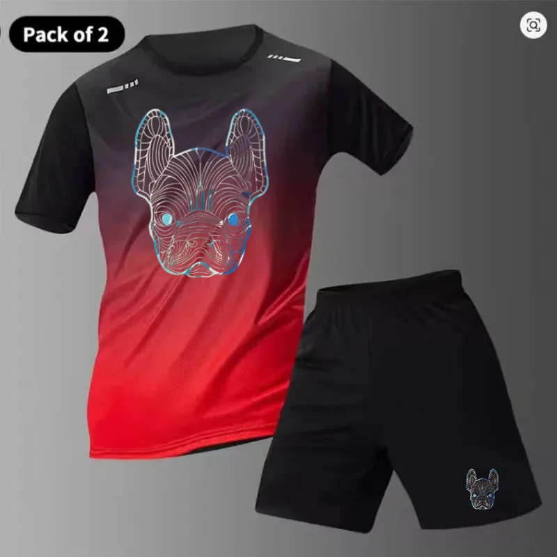 

Men Quick Dry Crew Neck T Shirts and Shorts Set Athletic Workout Short Sleeve Clothes Basketball Running Gym Sports Suit