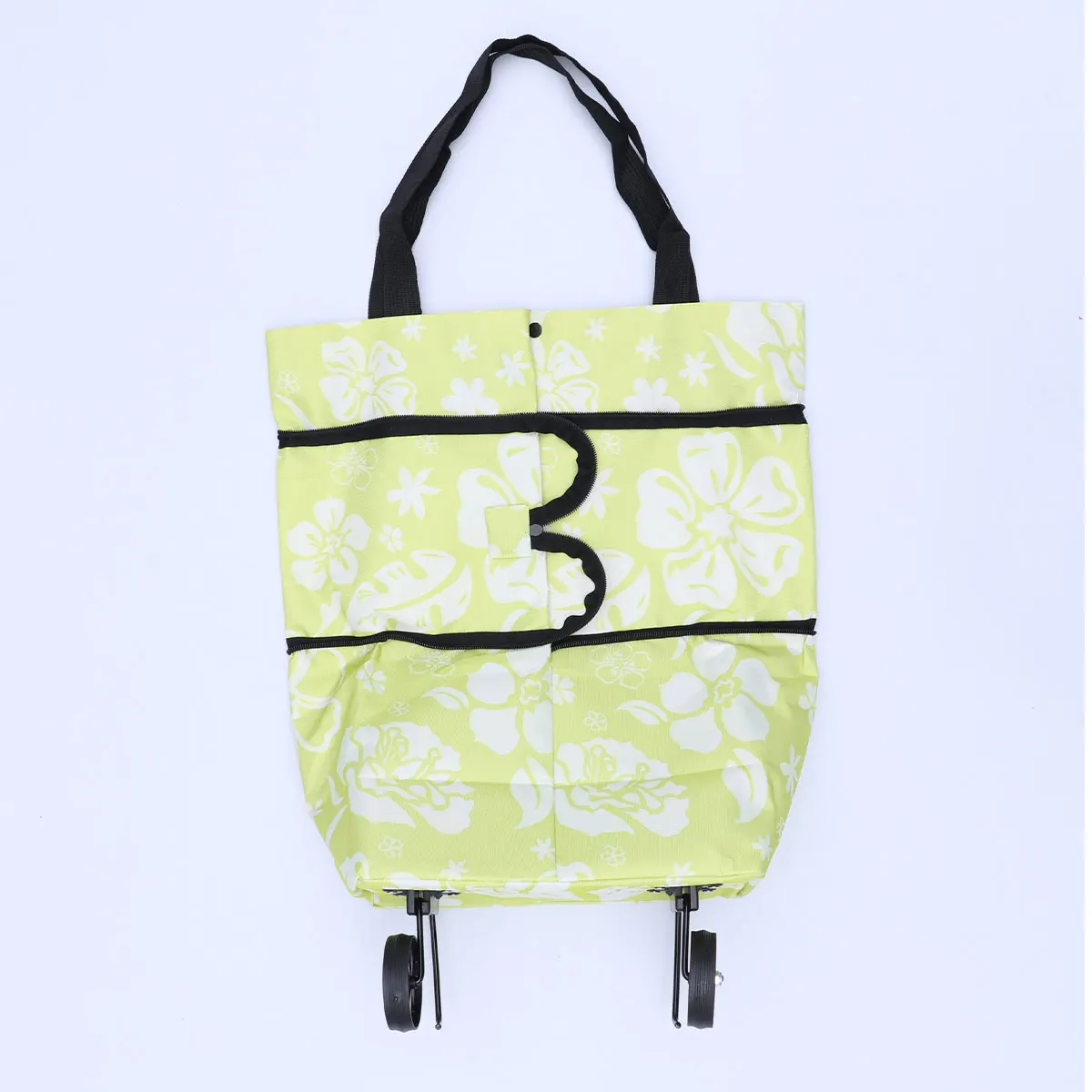 

Foldable Shopping Bag with Wheels Oxford Multi Functional Travel Tote Grocery Cart Bright Color Stylish Handbag Shoulder