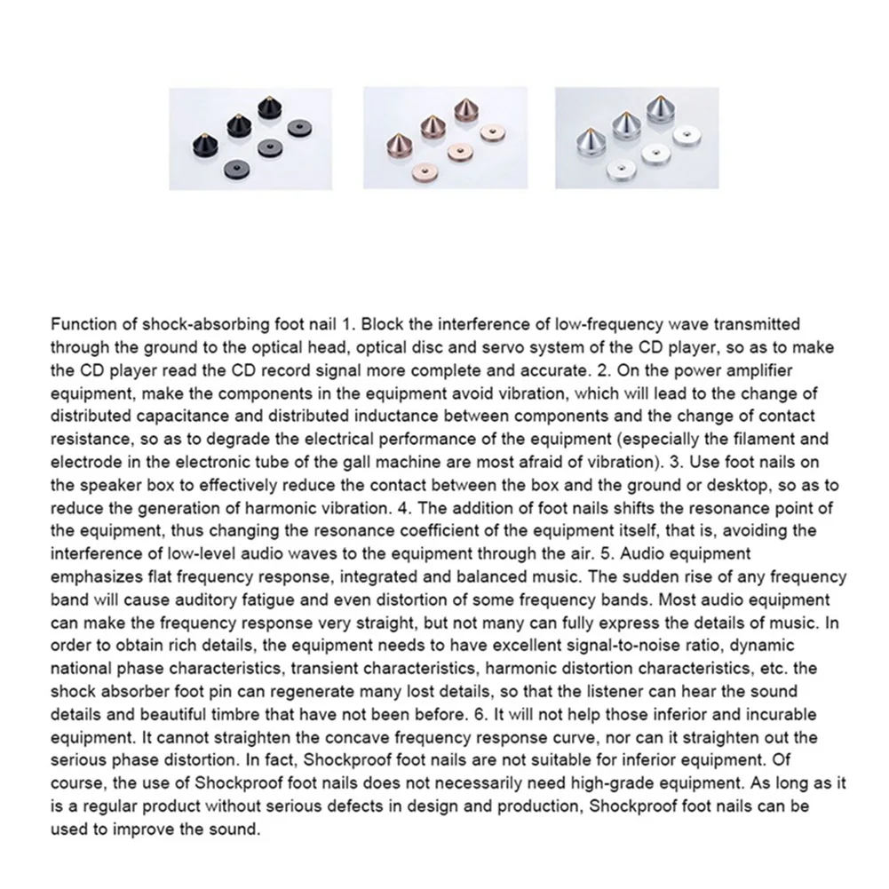 アルミニウム合金ハイファイオーディオフットスパイク,4つのアルミニウム合金コーン形状,スピーカー,CDキャビネット,パワーアンプ,コンピューター,ゴールド