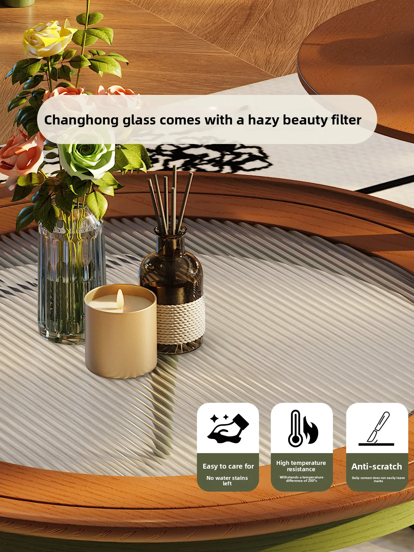 طاولة قهوة فرنسية قديمة لغرفة المعيشة، شقة صغيرة من الخشب الصلب، زجاج مستدير، متوسط الحجم، طاولة قهوة للحديقة، طاولة جانبية #3