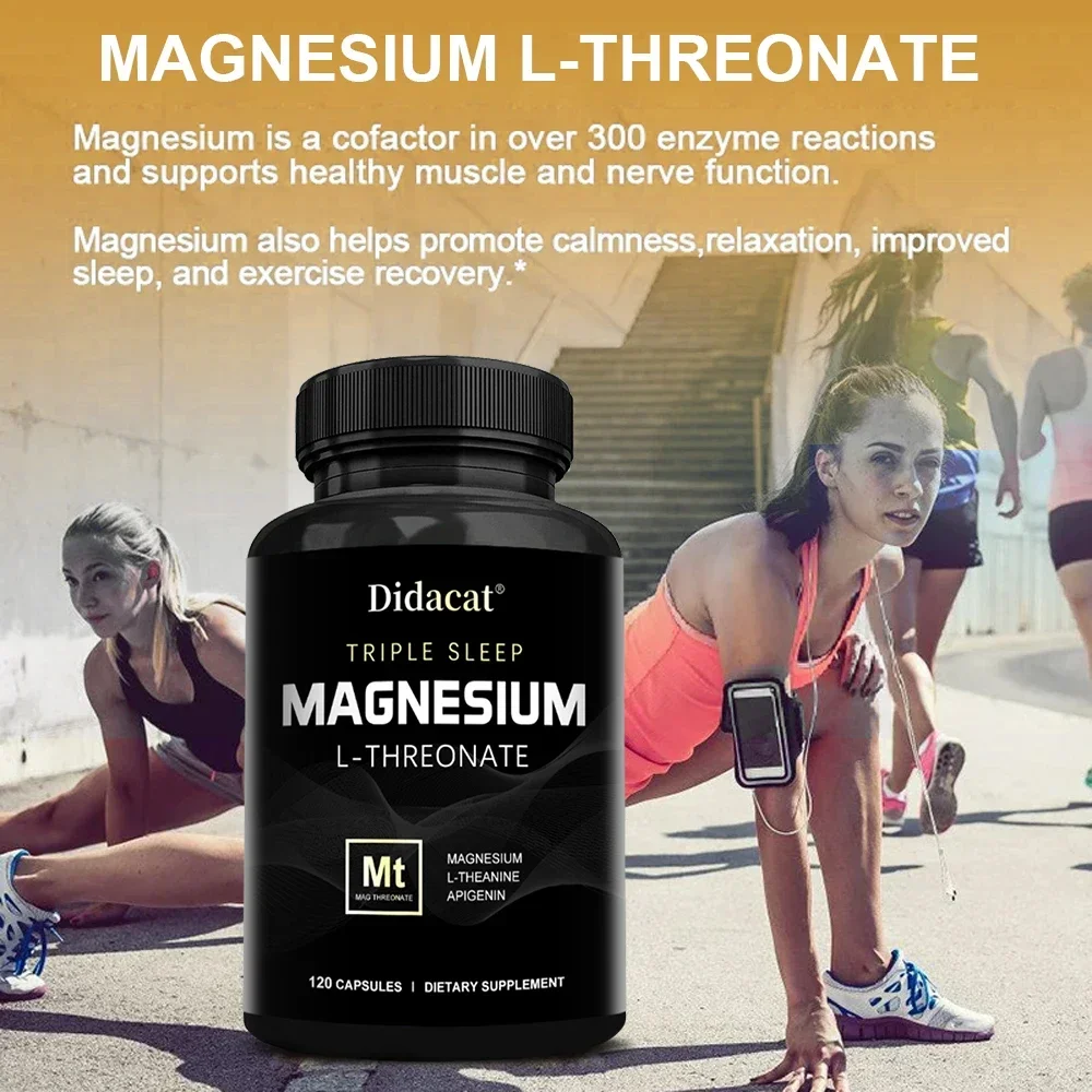 120 Vegetarian Capsules Magnesium L-Threonate Promotes Brain Health, Memory, Focus, Muscle Recovery and Relaxation