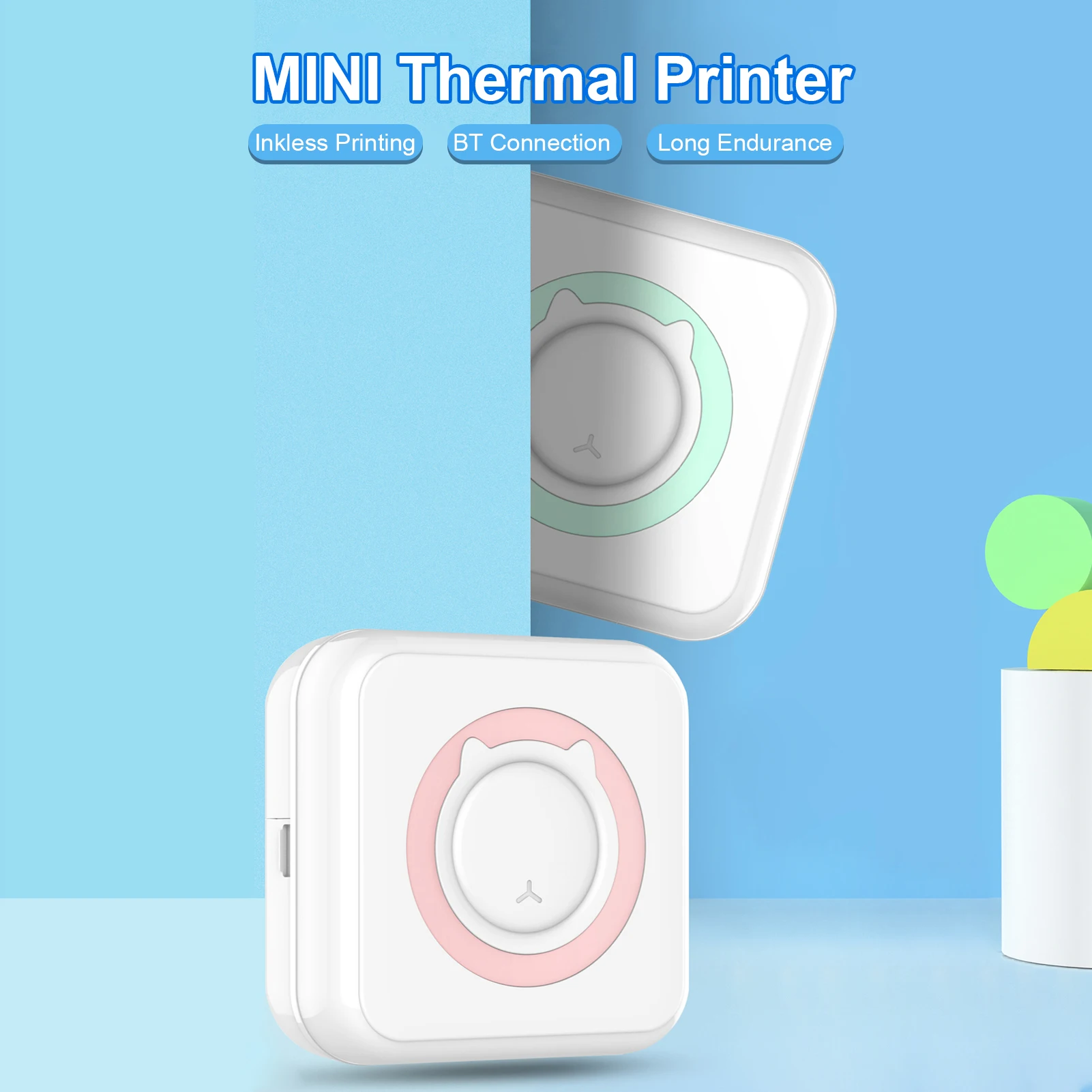 All-in-one Photo Printer Multifunction Portable Printer Wireless Instant Mini Printer Support BT Connection for Smartphone