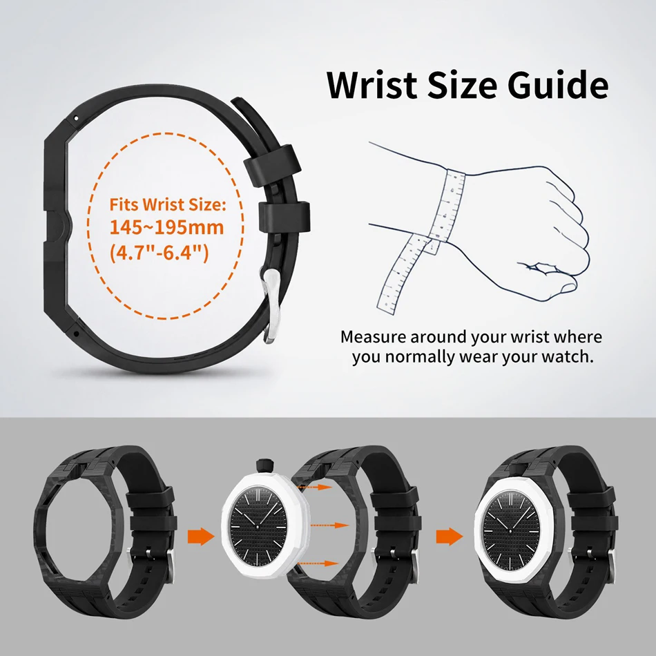 For Swatch X AP Royal Pop Pocket Carbon Fiber Watch Case & Silicone Strap Change to Wristwatch Replacement Accessories Man Woman