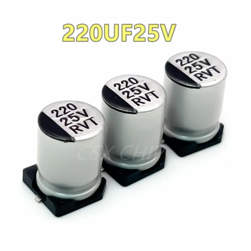

50 шт./лот 25 В 220 мкФ SMD 220 мкФ 25 В 8x10 мм алюминиевый электролитический конденсатор новый оригинальный в наличии