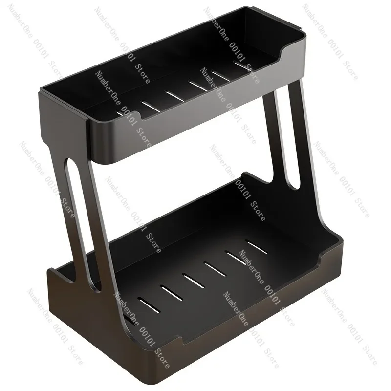 Double Layer Kitchen Seasoning Rack, Multifunctional Countertop Storage Organizer Shelf for Spices Jars and Bottles