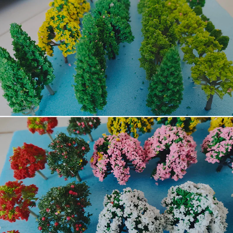 30-60 قطعة ارتفاع مختلط نموذج شجرة صغيرة أطقم لصنع قطار السكك الحديدية المشهد طاولة الرمل تخطيط المواد المشهد اكسسوارات