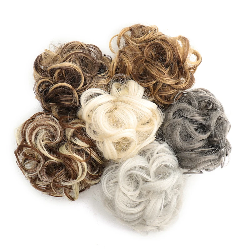 Claw clip style fluffy messy bun hair accessory curly bun synthetic bun wig heat-resistant female wig daily wear