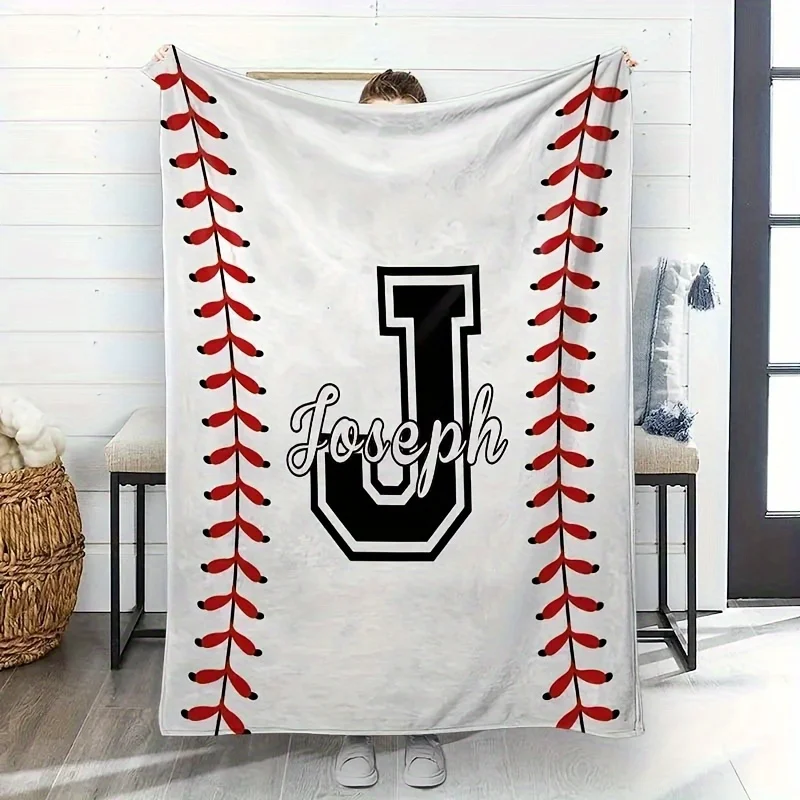 Custom Name Tennis Letter Flannel Blanket, suitable for sofa, bed, birthdays, friends, gifts