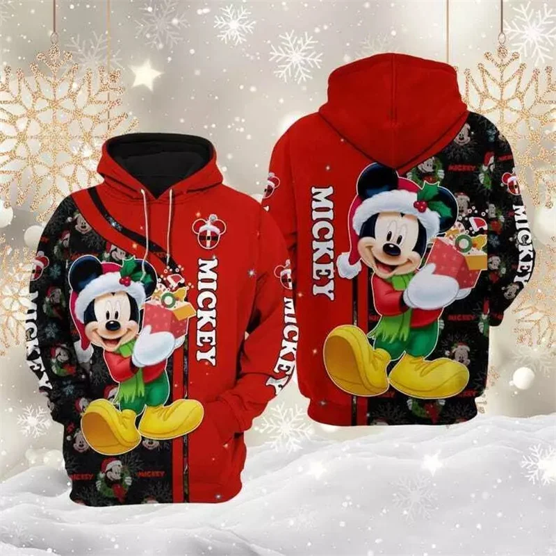 Disney mickey mouse hoodie outono masculino e feminino dos desenhos animados impresso roupas com capuz moda jaqueta masculina diário casual streetwear