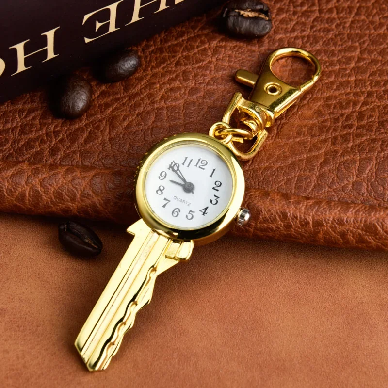 2025 Watch Pocket Keychain Pendant Key Vintage Watches Ring Clip Chain Men Dad Women Quartz Sculptured Gifts Hanging Reloj Mujer