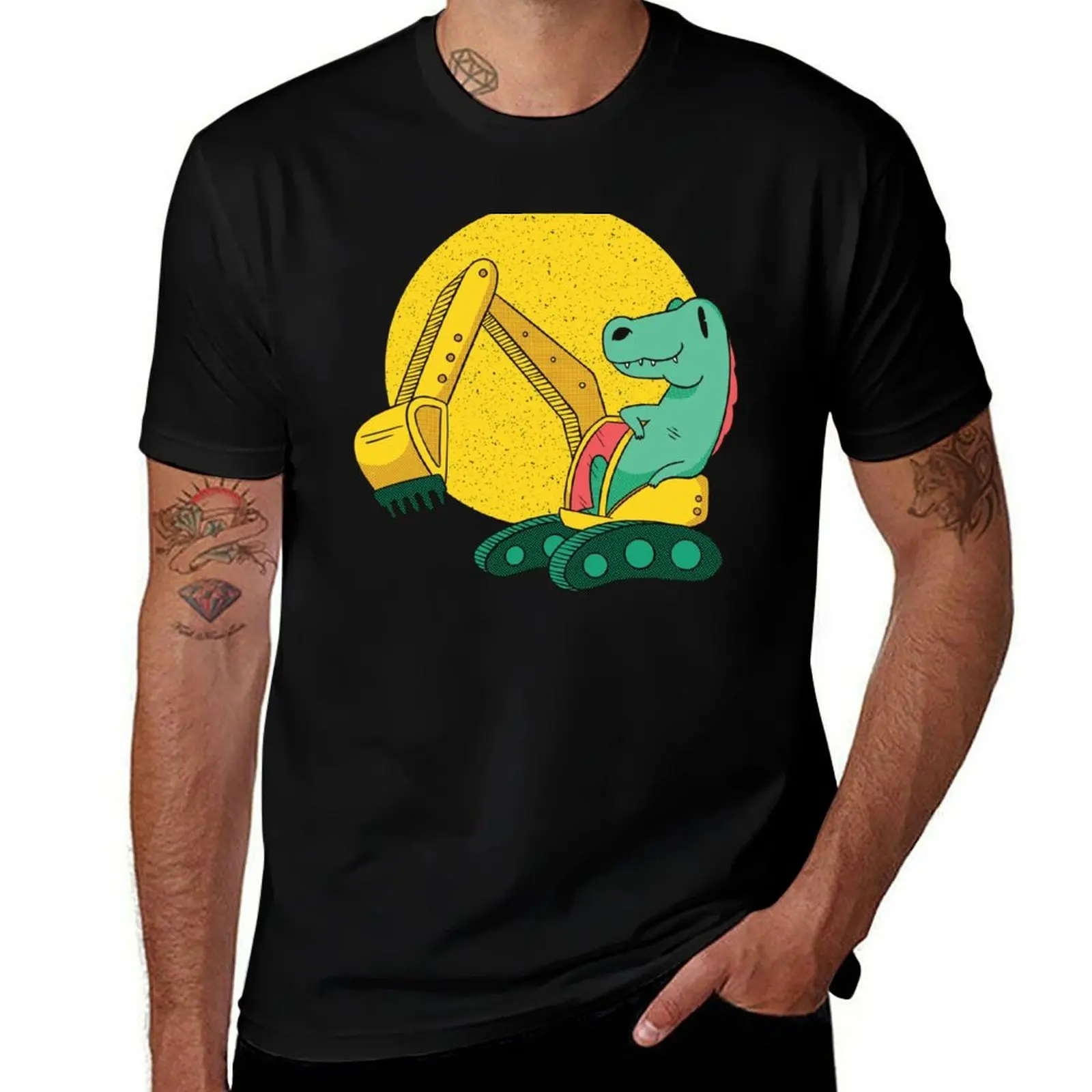 EXCAVATOR DINOSAUR T-Shirt Utility Work Short Sleeve Top T-Shirt