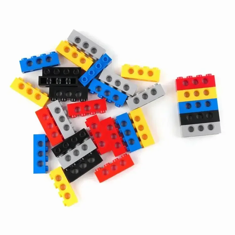 100 قطعة/المجموعة 1x4 مع 3 ثقوب شعاع التكنولوجيا اللبنات أجزاء 3701 التعليمية الجمعية MOC الطوب نموذج اللعب الملحقات