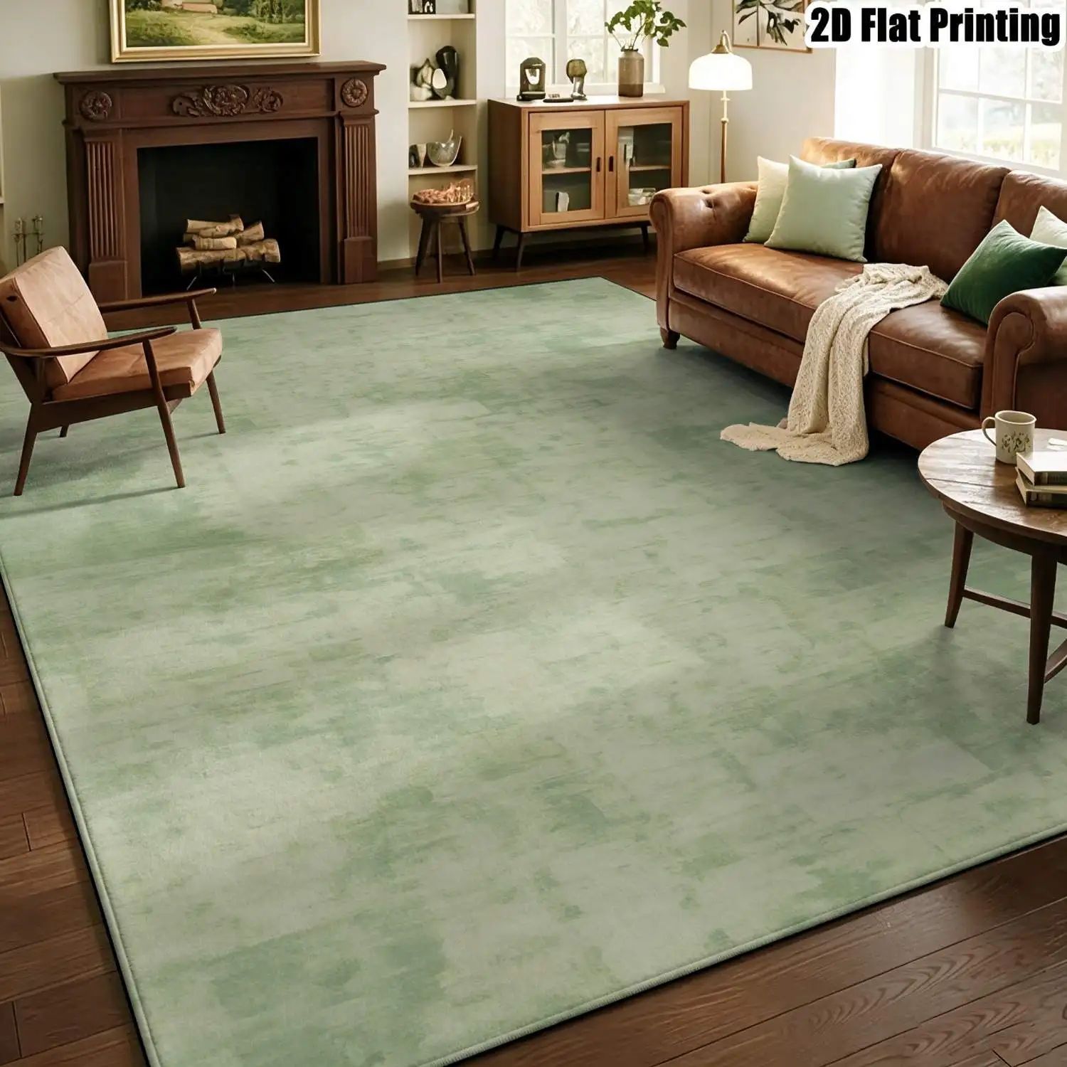 1Pc 2D Printed Carpet: Light Green Abstract Art, Nordic/Instagram Style, Modern Minimalist/Vintage Geometric Stripe, Machine Washable Multi-Size Home Decor for Entryway, Dining Room, Foyer, Study, Living Room