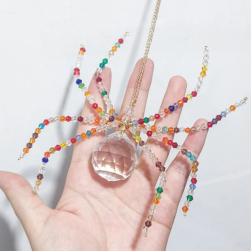 Crystal Spider String Beads Pendant Colorful Spider Web Pendant Halloween Spider Pendant For Home Decor Halloween Accessories
