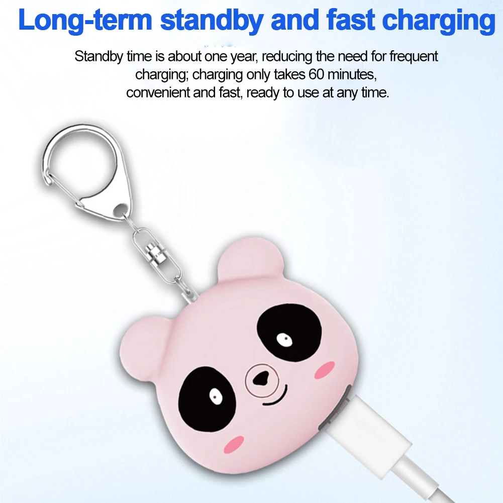 Panda bonito alarme de segurança chaveiro 130db alarme de autodefesa alarme de segurança para mulheres idosos crianças corredores noturnos
