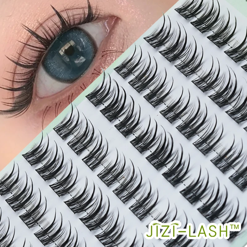 JIZI-LASH Ciglia a grappolo fai-da-te 8 file Manga naturale Estensione ciglia individuali Kit ciglia finte Strumento per il trucco delle donne