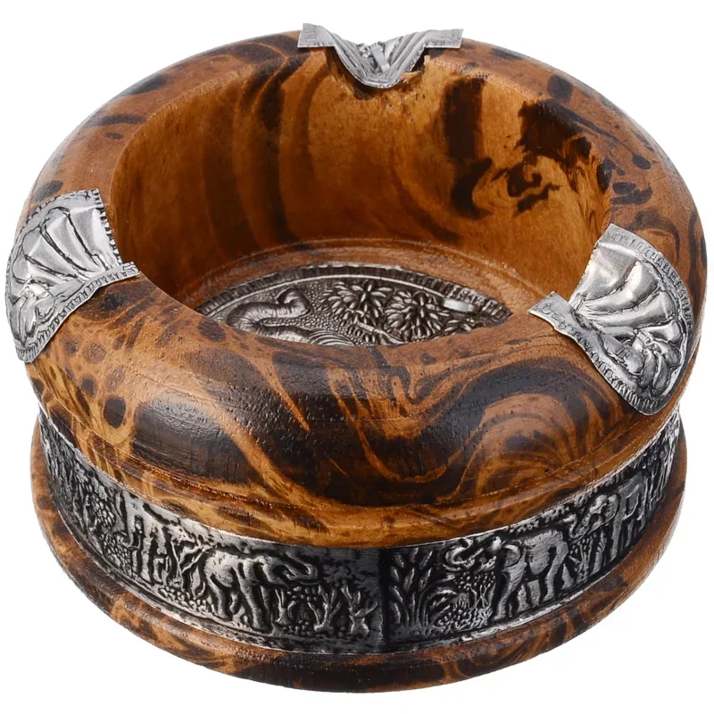 1Set 3Inch Vintage Wood Ashtray Tray Handmade Smoking Tobacco Cigarette Ashtray Ash Tray Case for Home Smoking