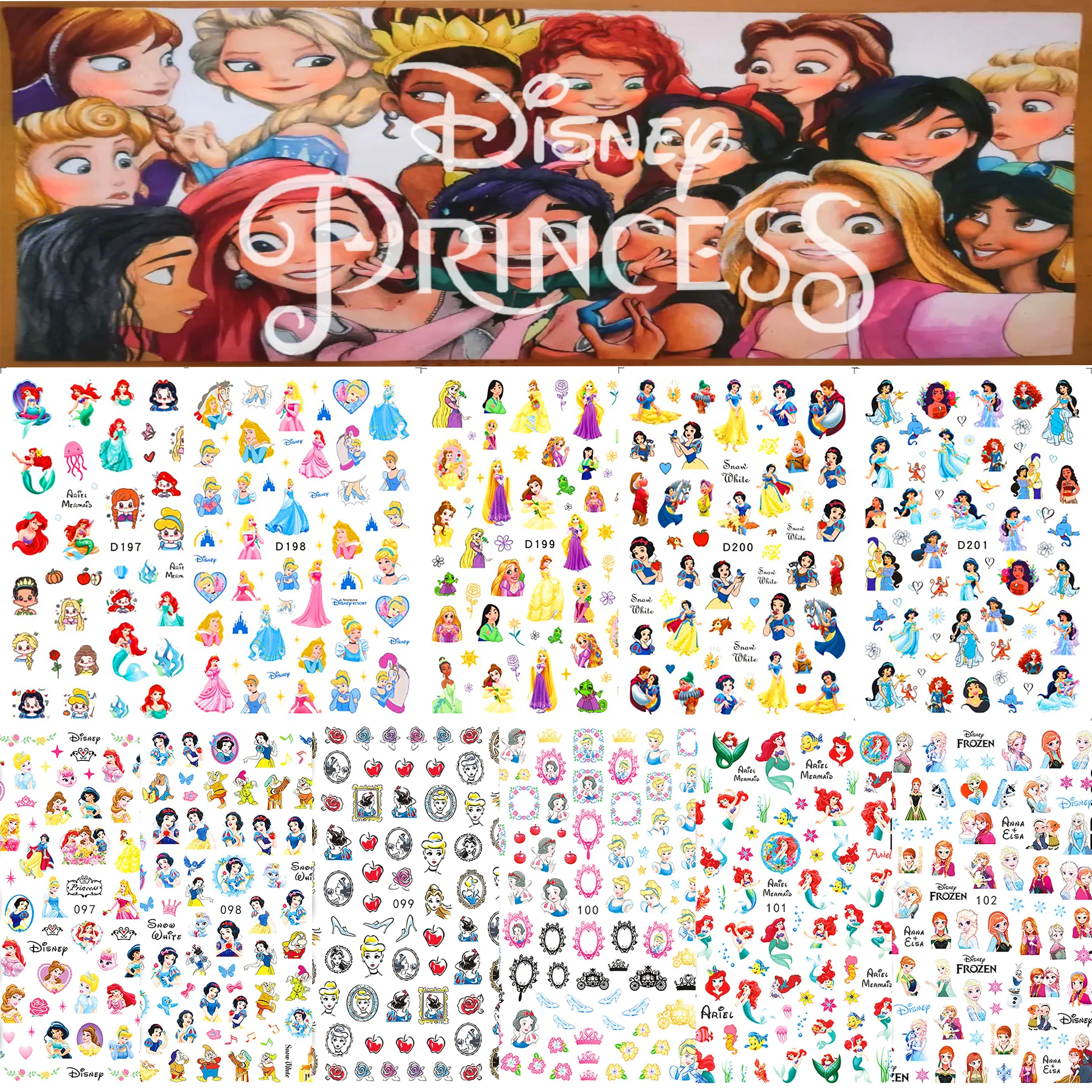 1PCS Cartoon Disney Princess 3D Nail Stickers Nail Parts Disney Nail Art Supplies Cute Mickey Donald Duck Lilo & Stitch Stickers