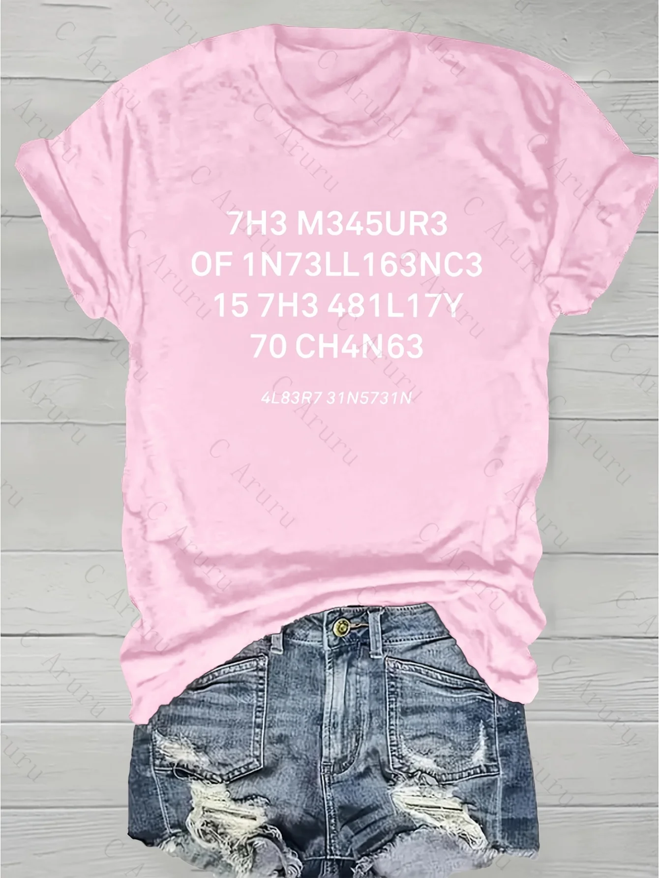 Leet Code Quote Women's Tee - Funny Numeric Letter Print Black Top view 6