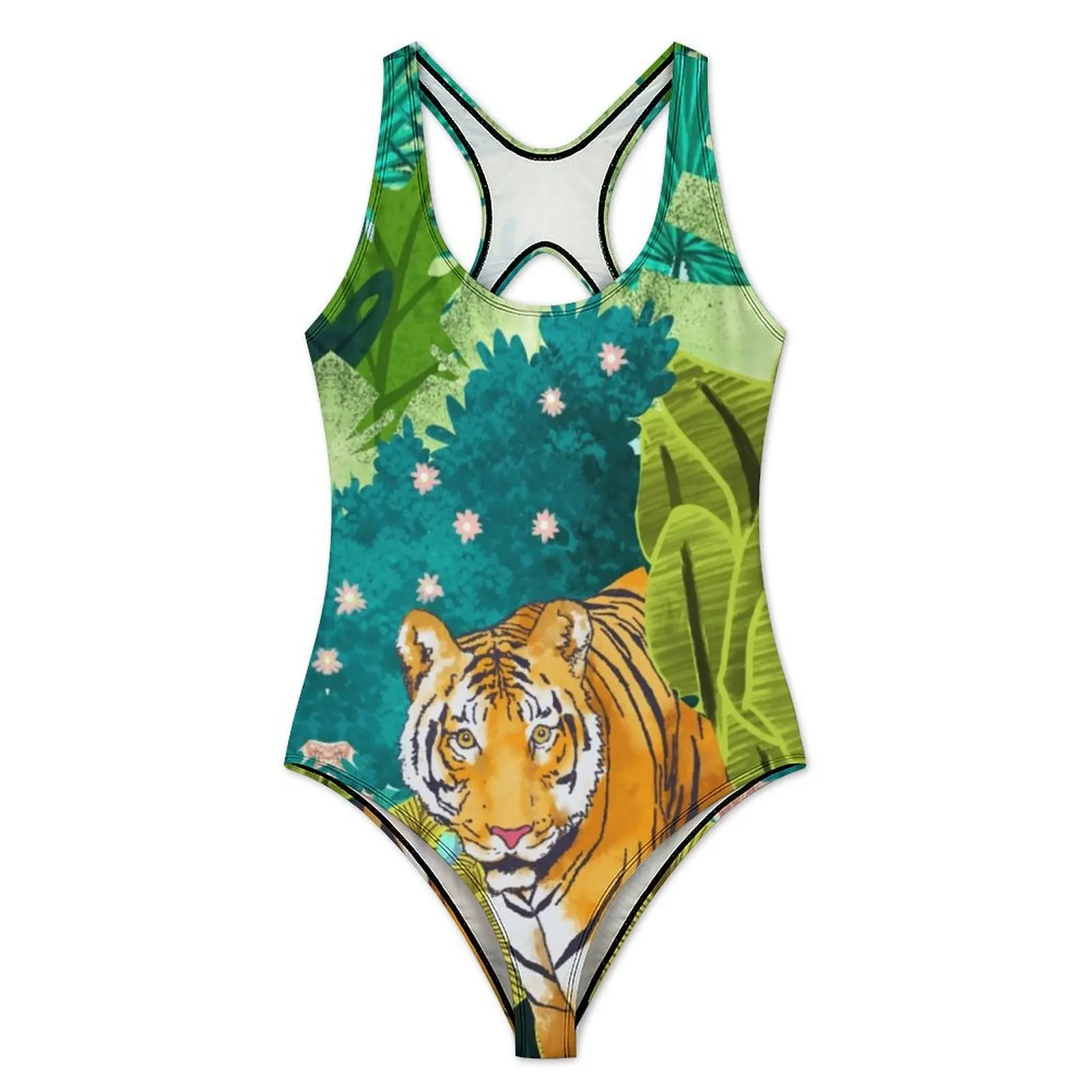 Jungle Tiger Swimsuit Wild Animal Push Up Swimwear One Piece Vacation Bath Monokini Bodysuit Sexy Custom Beach Wear Large Size