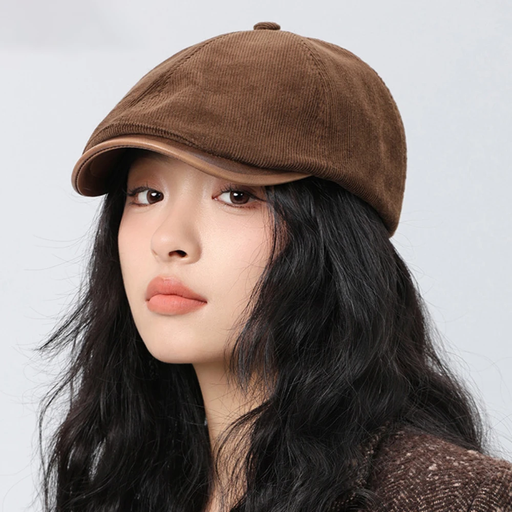 HT4394 Beret Cap Men Women Vintage Artist Painter Beret Hat Retro Solid Plain Octagonal Flat Cap Male Female Spring Autumn Beret