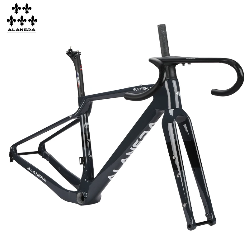 

Cement Grey-2025 New ALANERAl Gravel carbon fiber bicycle road frame, off-road melon bike T47 mid-axle threaded frame