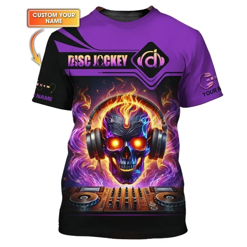 Full printed men's disc jockey T-shirt top short sleeved casual oversized DJ clothing new fashionable men's clothing