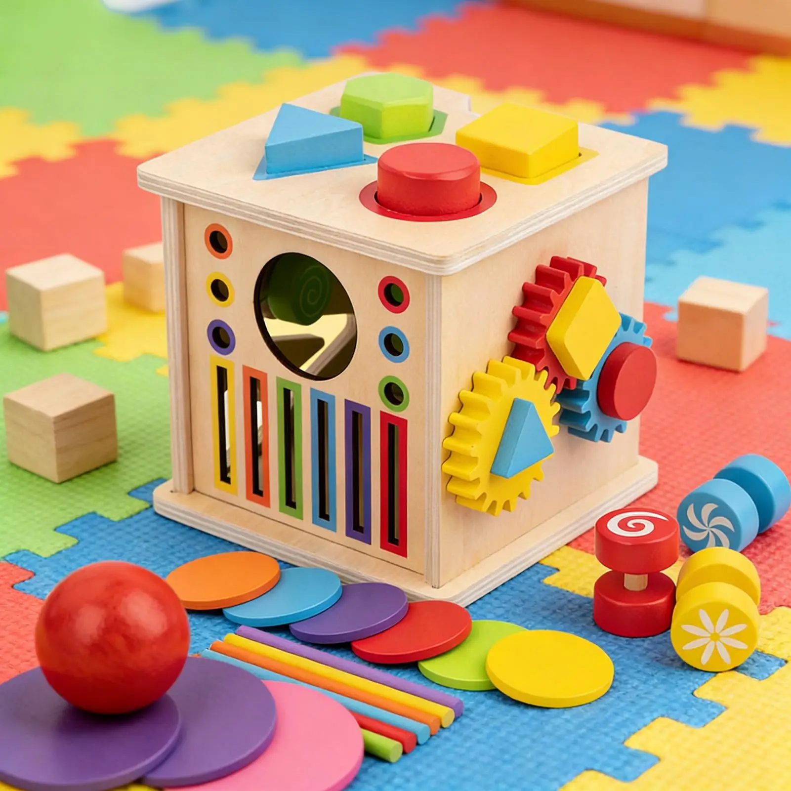 

Кубик активности, деревянная развивающая игрушка, игровой куб, настольная игра для занятий, мелкая моторика, сенсорные игрушки, обучение Монтессори