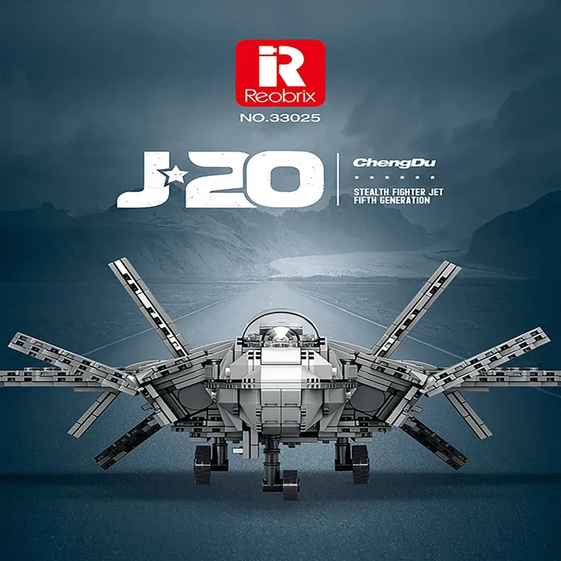

Reobrix 33025 Military J-20 fighter model building block toy Holiday gift Desktop decoration DIY children's toy 1911PCS