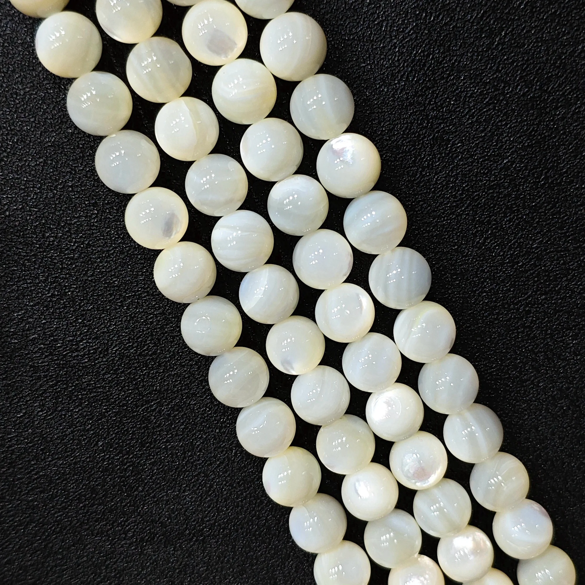 Natural White Mother of Pearl Beads, Wholesale 6mm-10mm Loose Round Organic Shell Strand for DIY Bracelet Necklace Crafting
