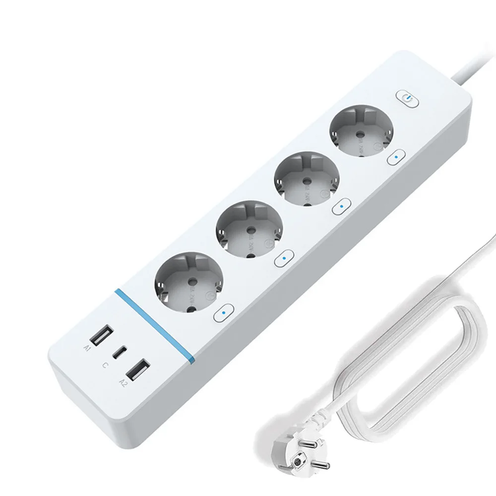 LELLKI WiFi Socket 2A1C PD30W Power Strip Energy Monitoring EU Plug Tuya Smart Life Alexa Google Independent Control Button 16A - view 5