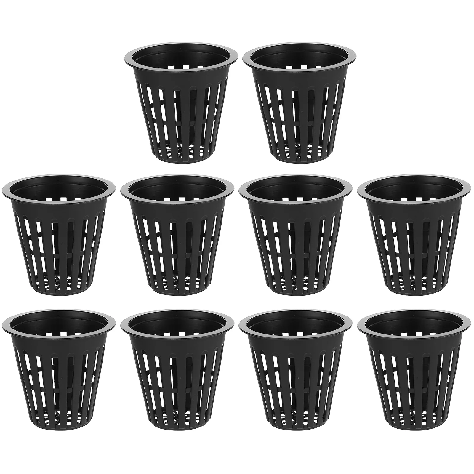 

10pcs Hydroponic Planting Baskets Durable Plastic Mesh Pots for Nursery Growth with Saucer Slotted Cups