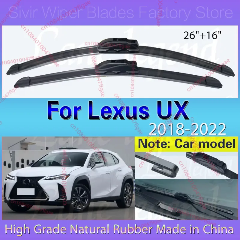 

2pcs For Lexus UX 2018 2019 2020 2021 2022 Car Front Wiper Blade Windscreen Windshield Front Windows Auto Accessories 26"+16"