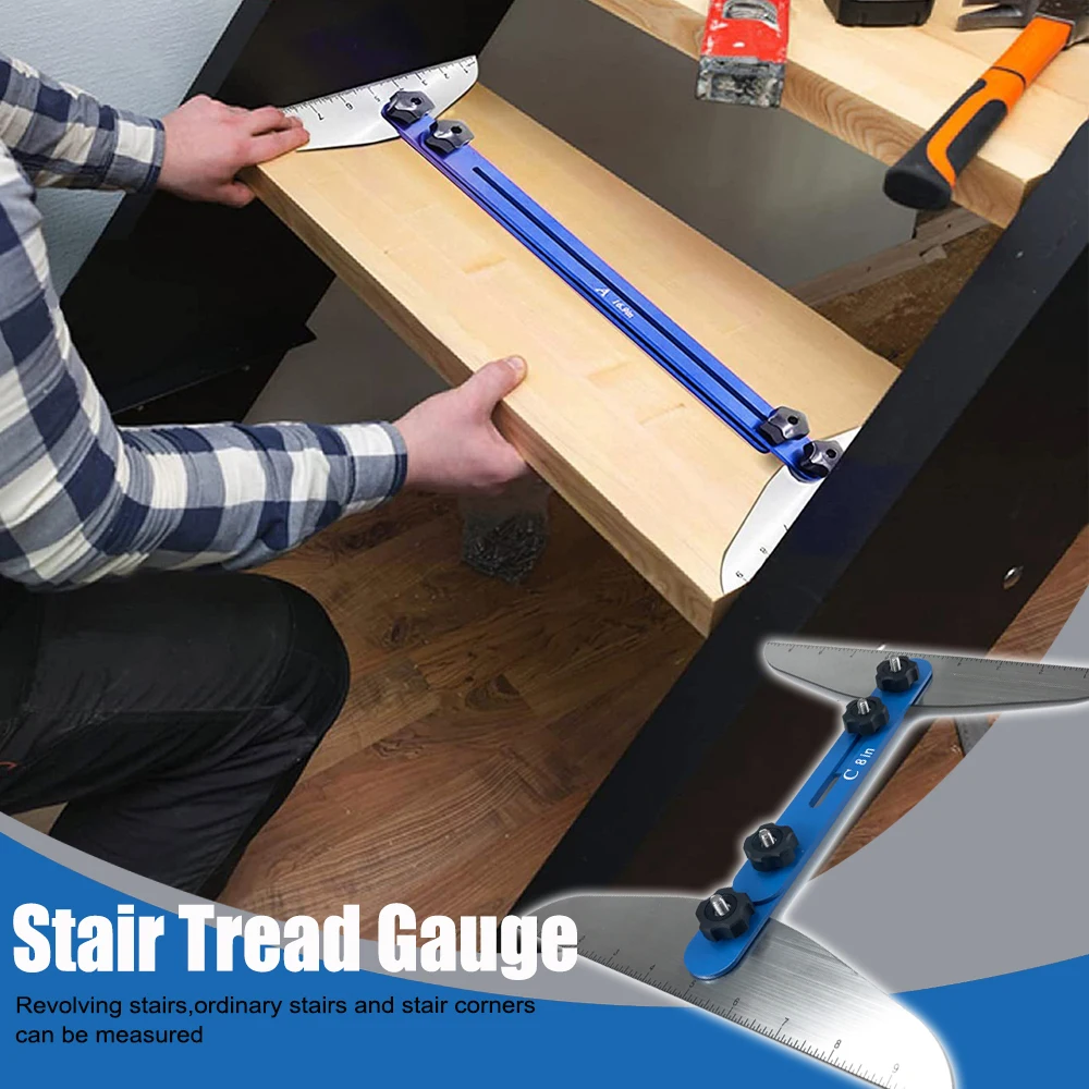 Telescopic Foldable Stair Tread Gauge Template Tools Aluminum Alloy Angle Ruler Measuring Woodworking Accessories