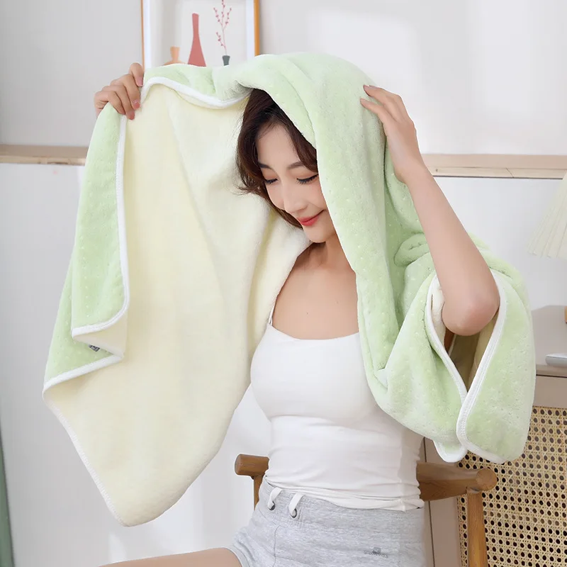 

Antibacterial coral fleece two-color water-absorbing thickened large bath towel adult household soft bath towel for women