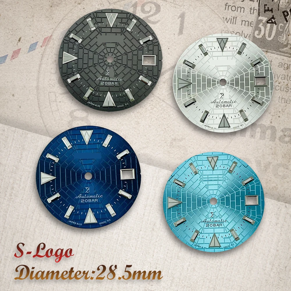 28.5mm S Logo Spider Web Dial NH35 Dial Sunray Dial Suitable For NH35/NH36 Movement Fit 3/3.8 o\'clock Crown Watch Accessories