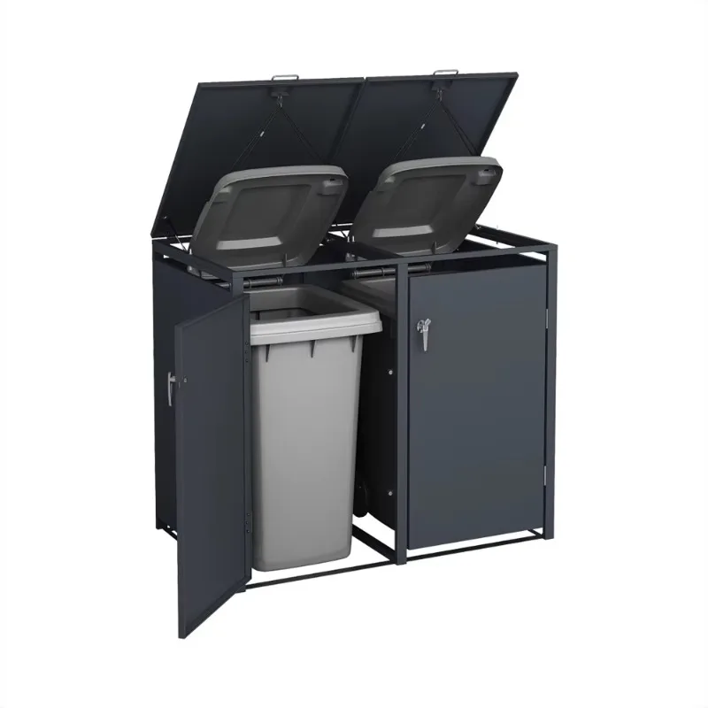 Factory galvanized steel trash can bin shed storage outdoor wheeled trash can shed trash can